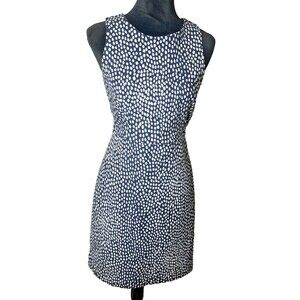 J. Crew Dress Women’s 4 Navy Blue White Polka Dot A Line Sleeveless Lined